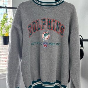 NFL Vintage Miami Dolphins Gray Crewneck Sweater